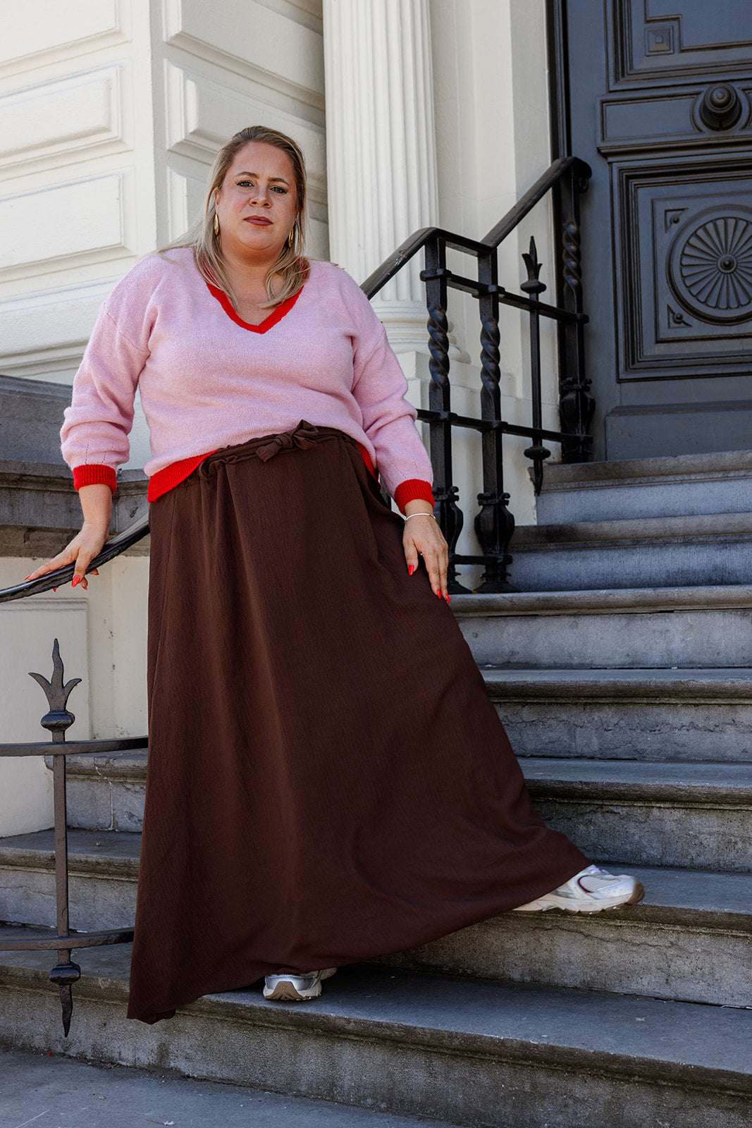 Miss - trui V-hals - roze/rood