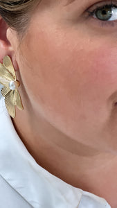Fly- oorbellen - goud/parel