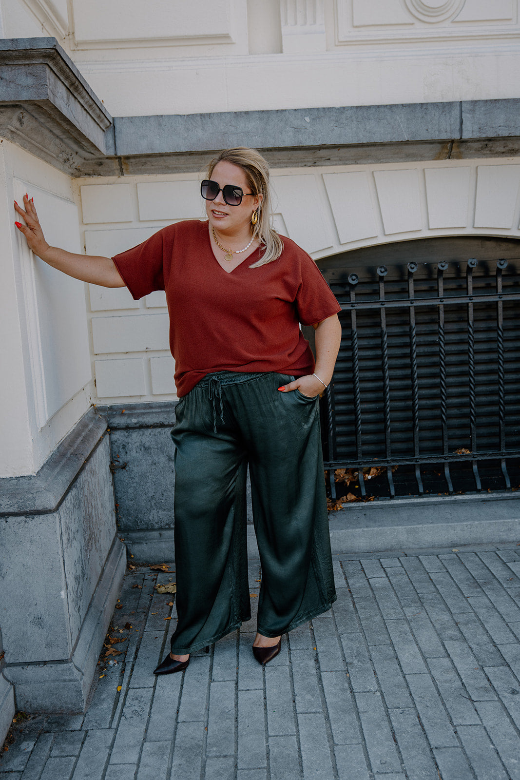 Malou - trui korte mouw - brick