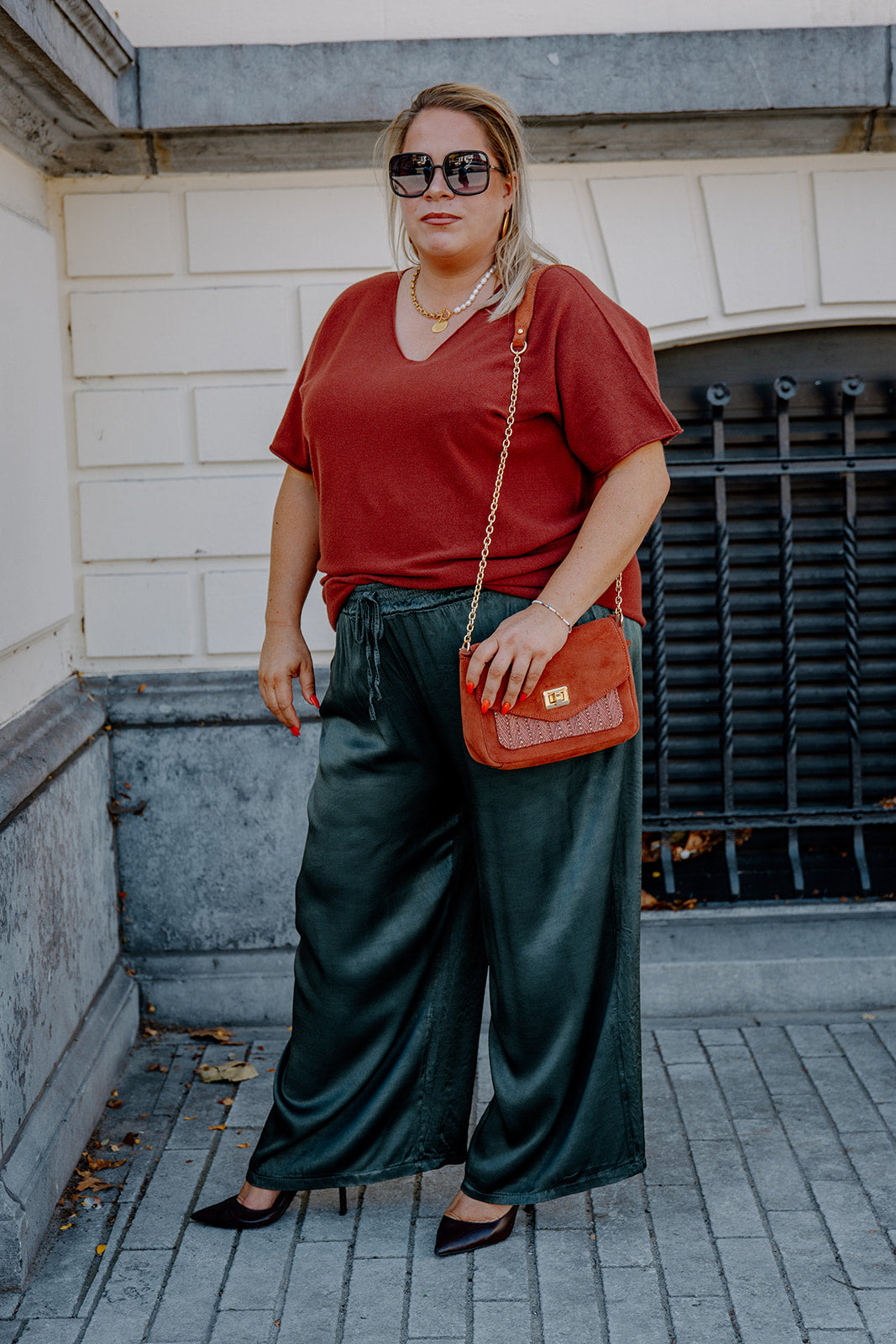 Malou - trui korte mouw - brick
