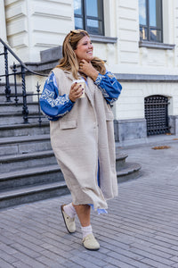 Cial - hemdkleedje - blauw gestreept/schouderdetail
