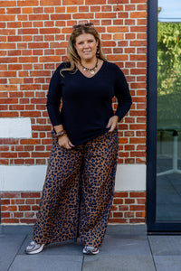 Safi - wijde broek - Leopard bruin/marine