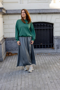 Cozi - sweater met knuffellaagje binnenin - donkergroen