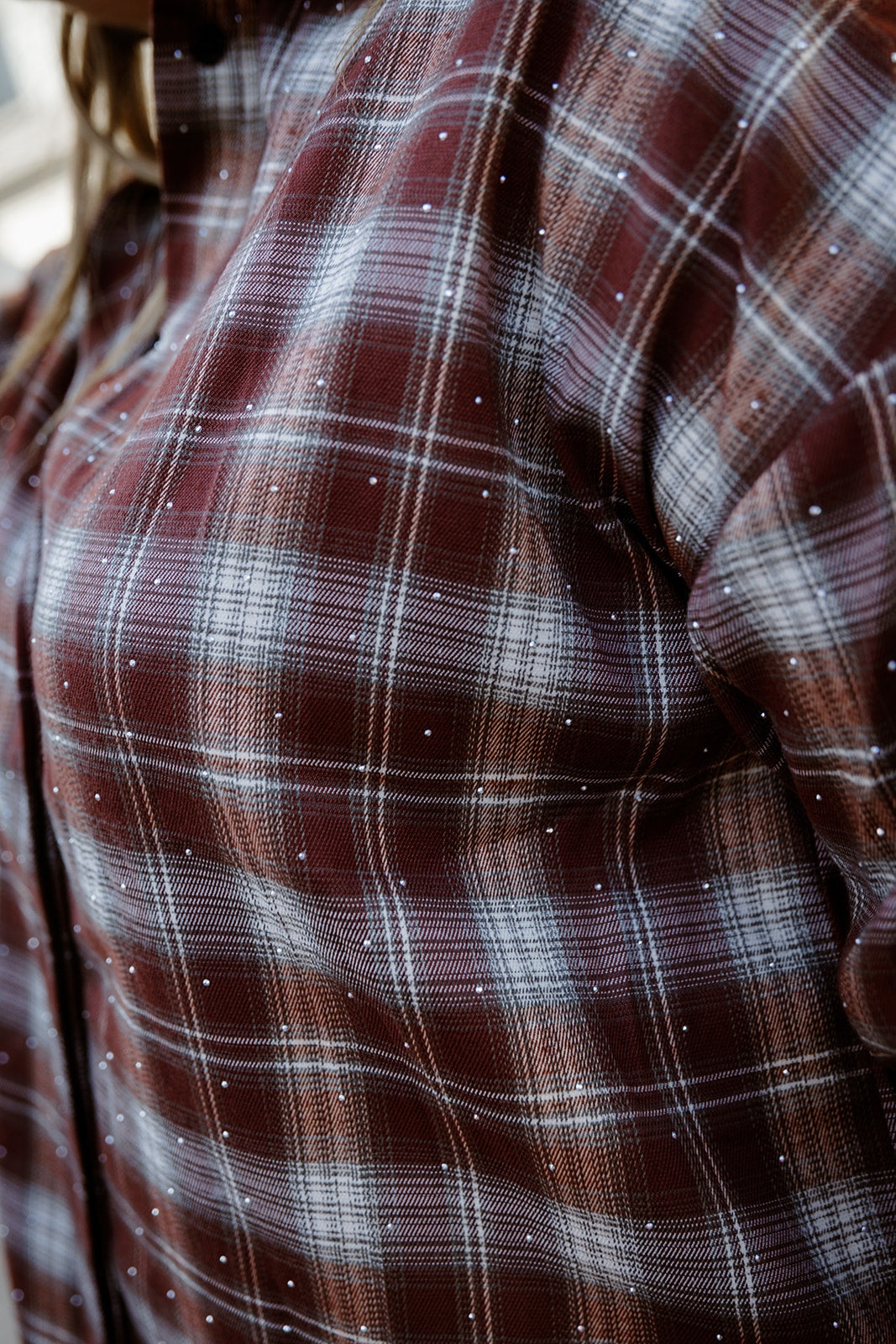 Yen - blouse geruit - cognac