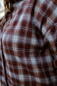Yen - blouse geruit - cognac