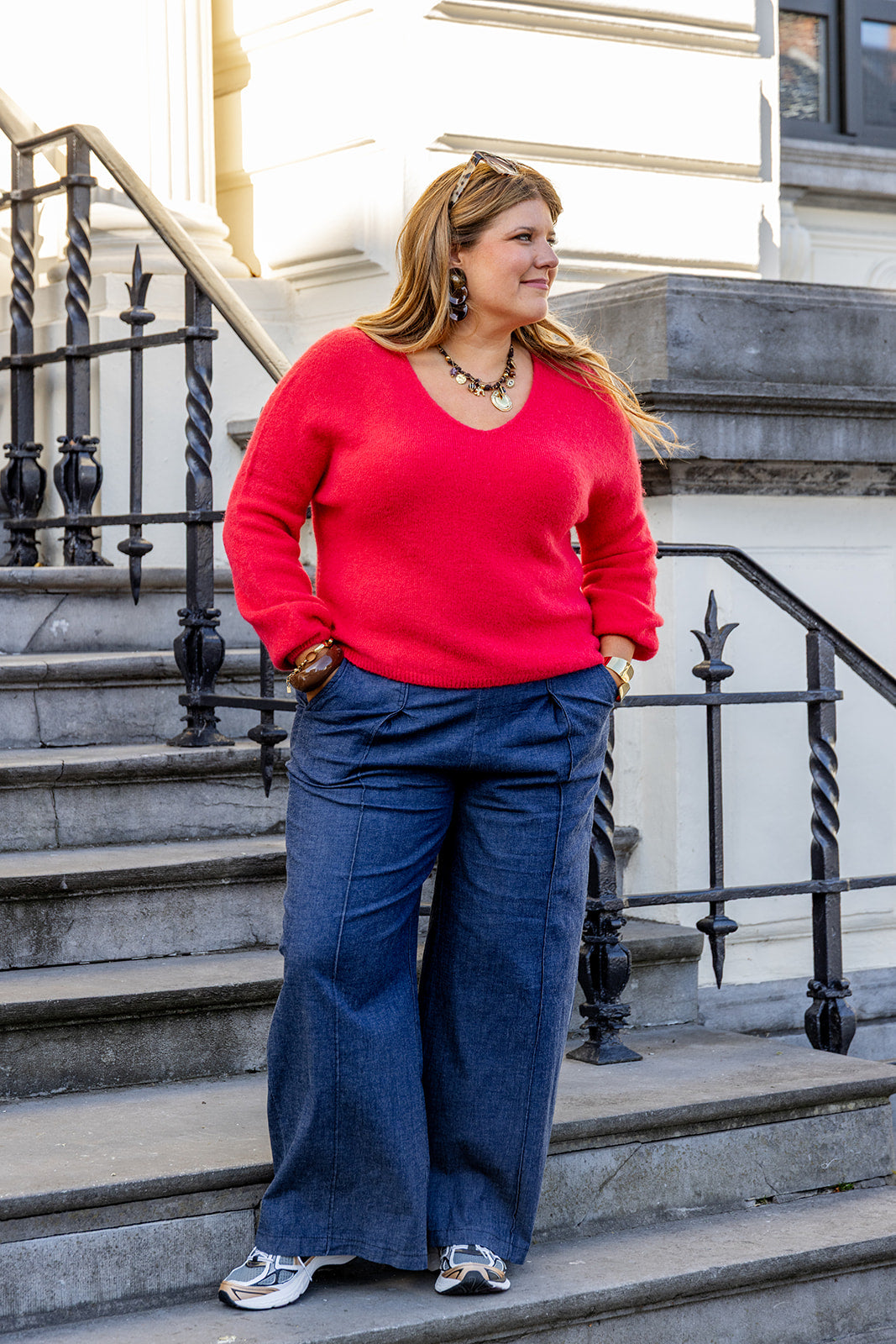 Ina - trui V-hals - rood