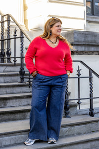Ina - trui V-hals - rood