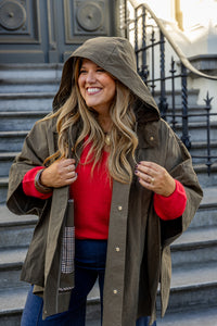 Lauren - jas cape - kaki