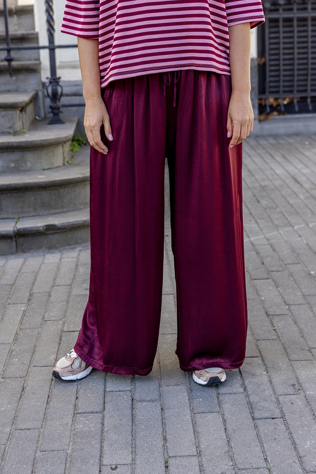 Sem - satijn broek - burgundy