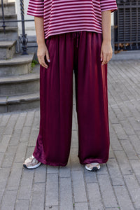 Sem - satijn broek - burgundy