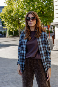 Yen - blouse geruit - bruin/blauw