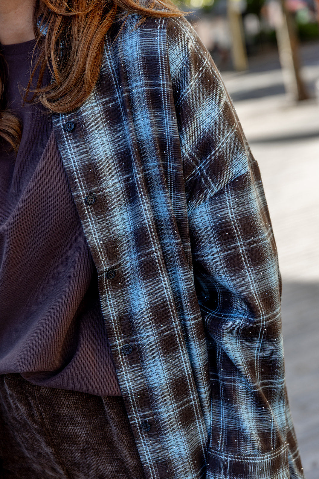 Yen - blouse geruit - bruin/blauw
