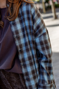 Yen - blouse geruit - bruin/blauw