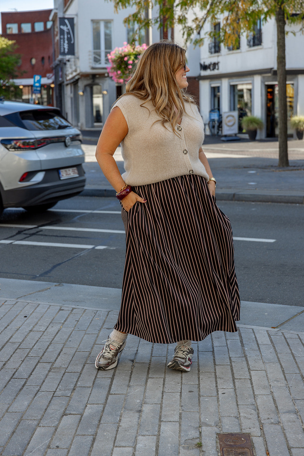 Levi - mouwloze cardigan - beige