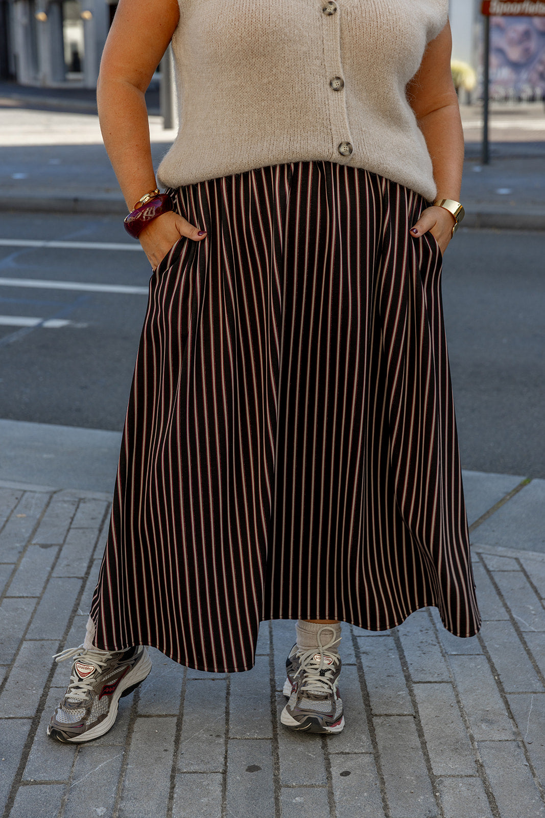 Puck - rok ❗️- zwart/burgundy gestreept