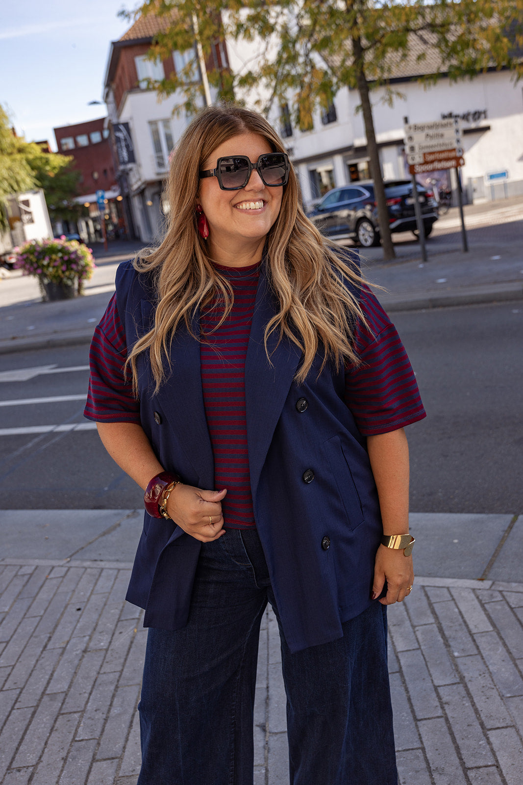 Juju - mouwloze blazer - marineblauw