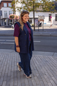 Juju - mouwloze blazer - marineblauw