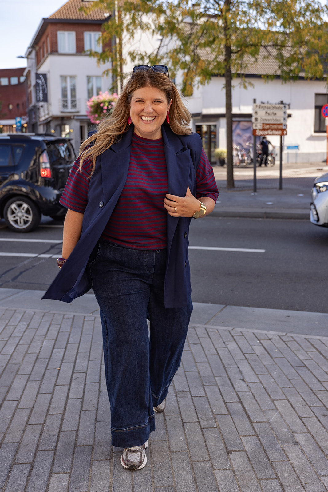 Juju - mouwloze blazer - marineblauw