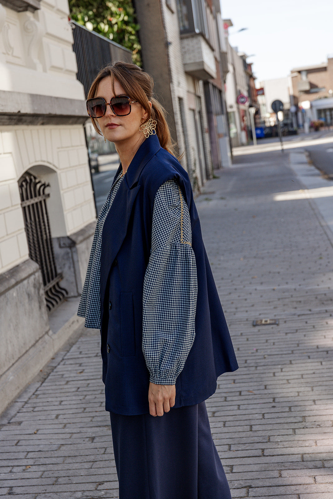 Carter - blouse - Vichy blauw