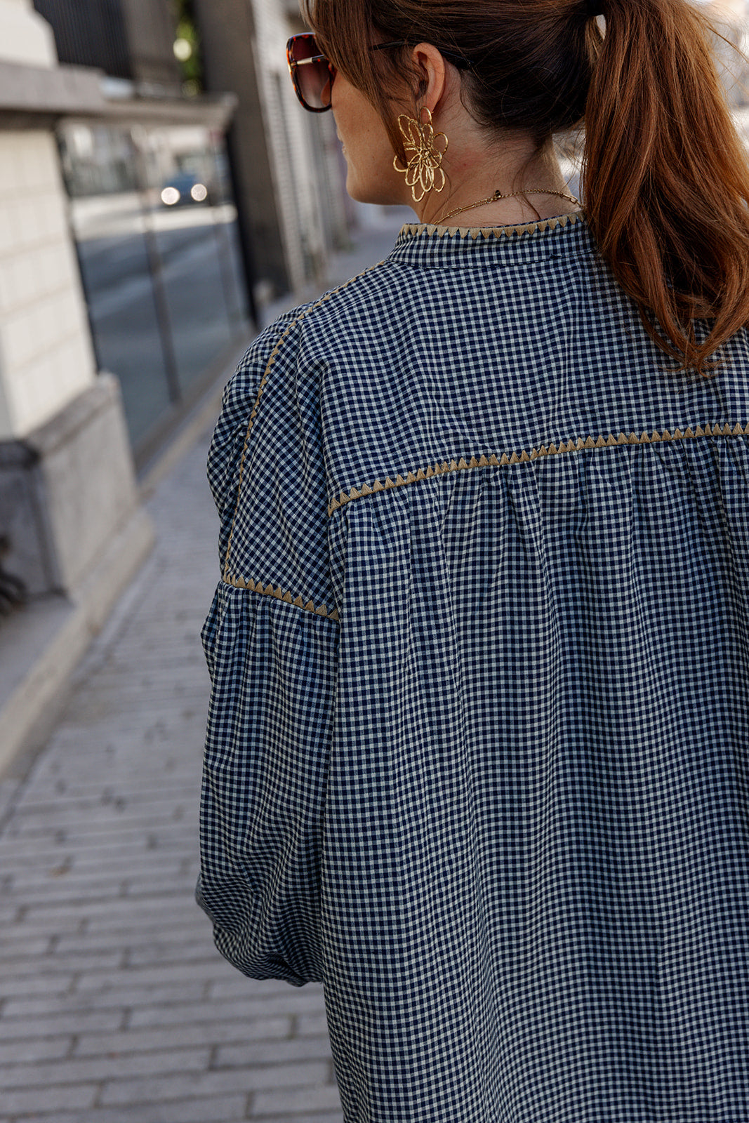 Carter - blouse - Vichy blauw