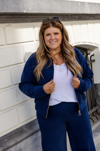 Kelli - vest met rits - marineblauw