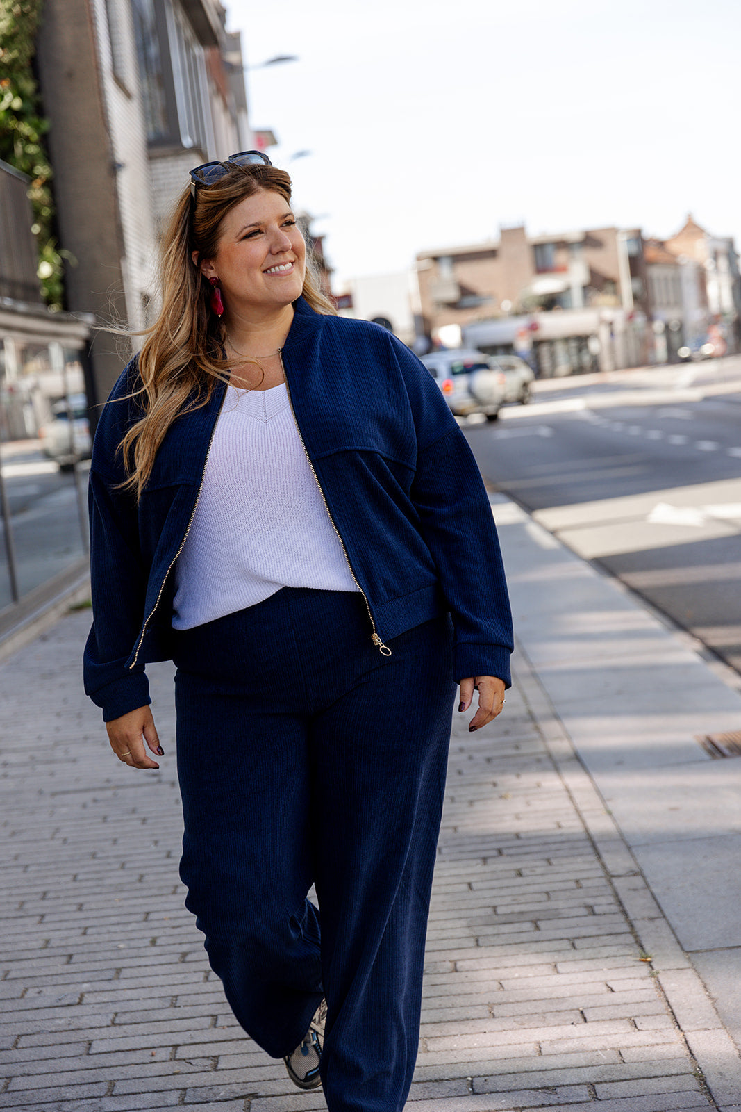 Kelli - vest met rits - marineblauw
