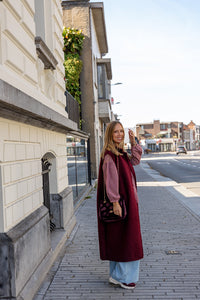 Rika - mouwloze jas - burgundy