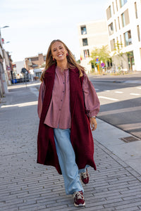 Rika - mouwloze jas - burgundy