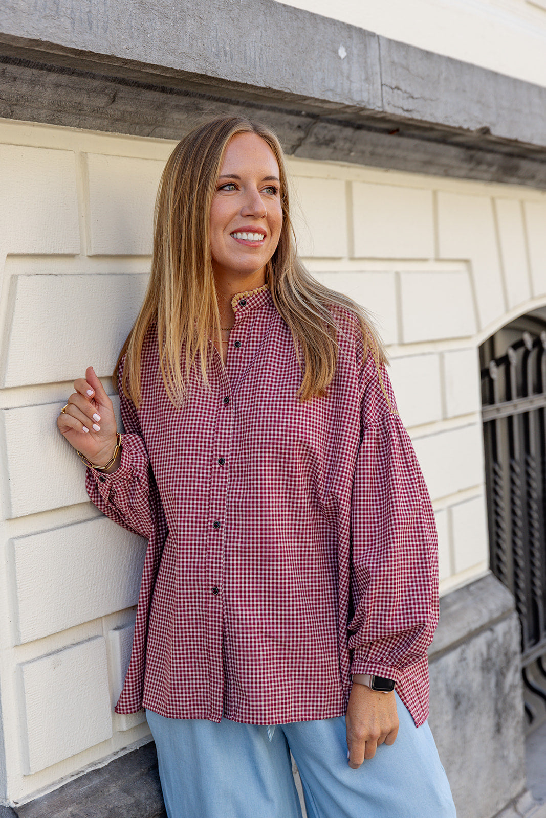 Carter - blouse - Vichy burgundy