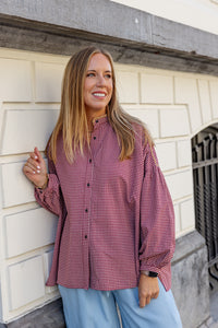 Carter - blouse - Vichy burgundy
