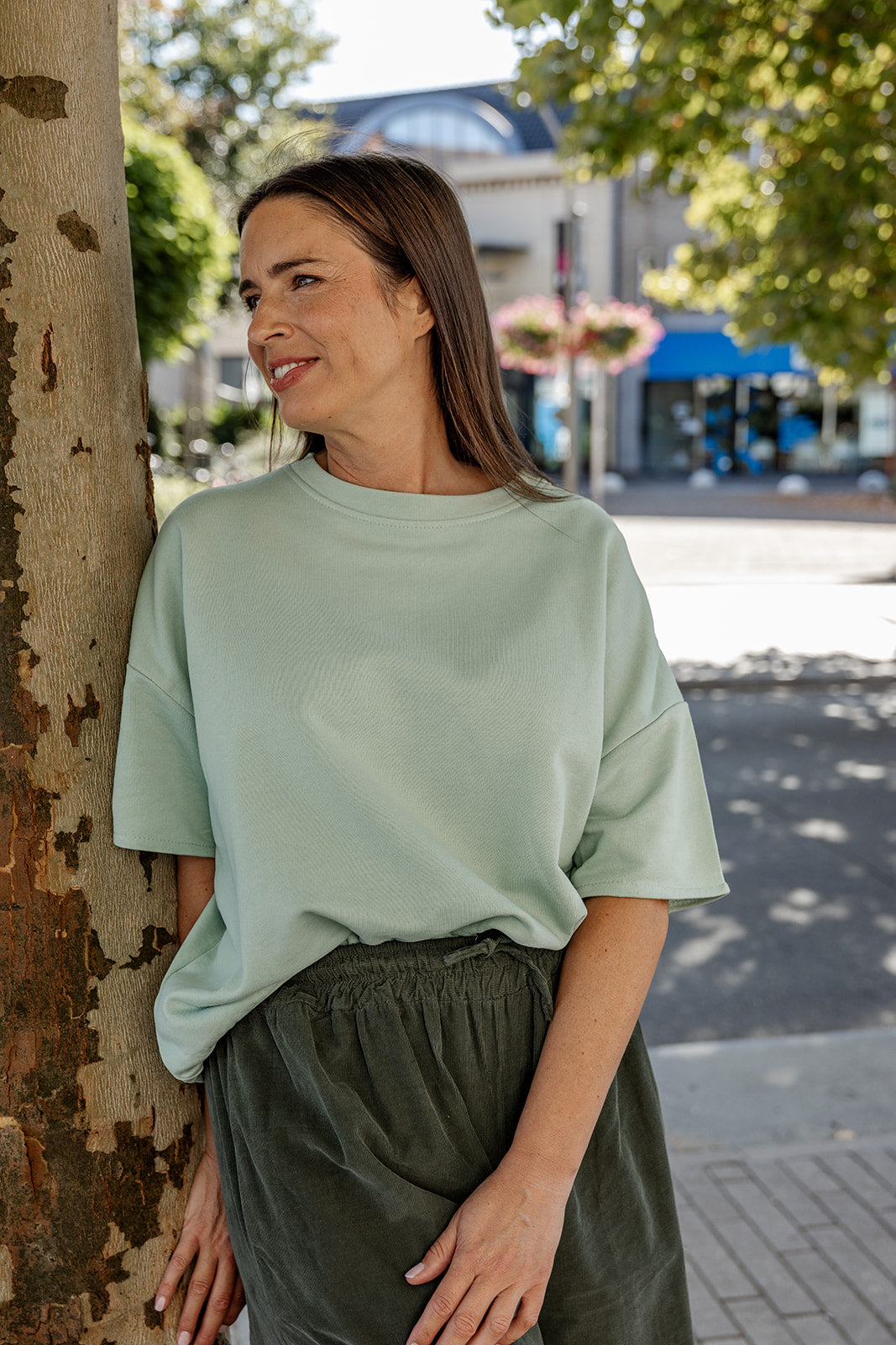 Lora - sweater korte mouw - mint