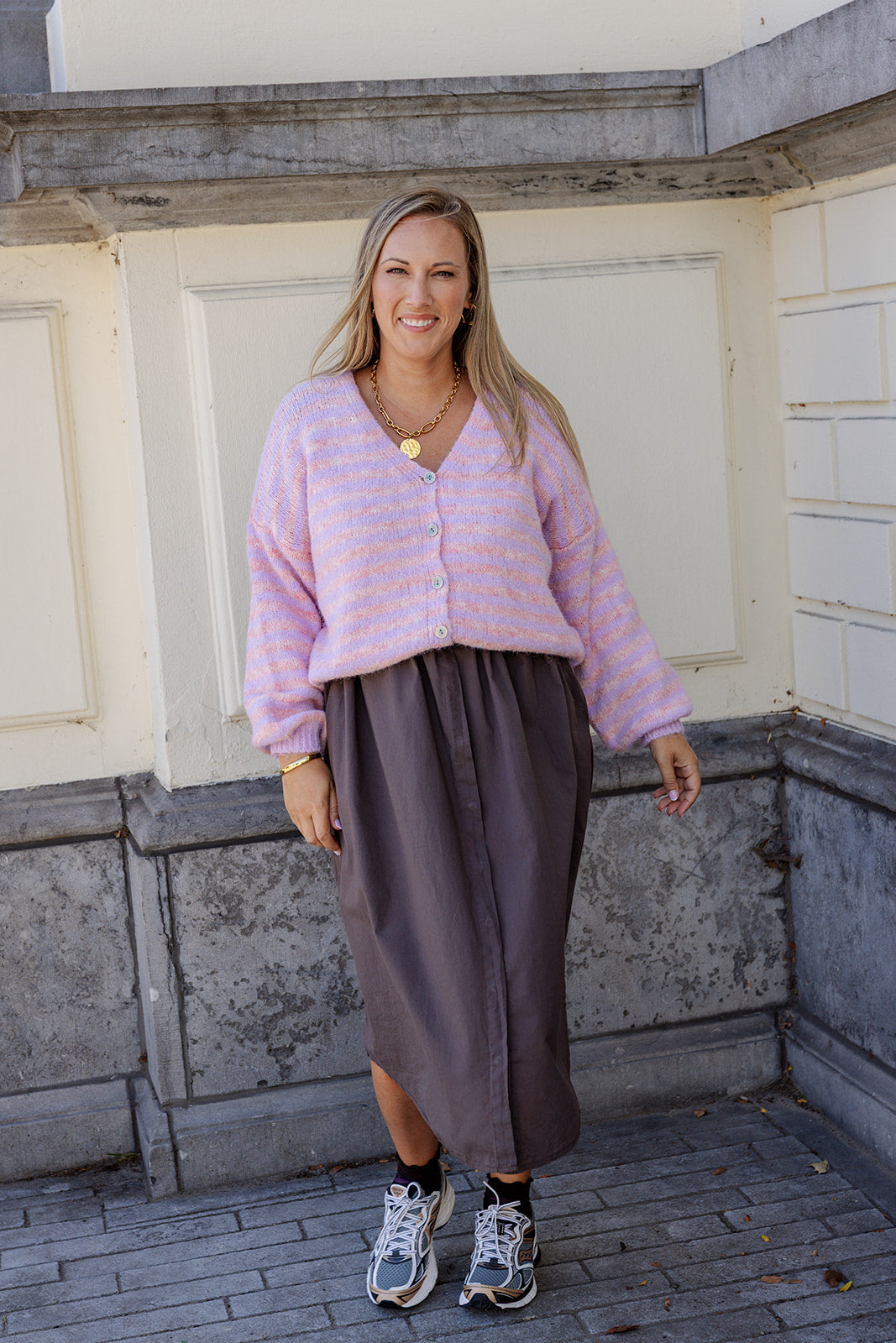 Auro - Cardigan - lila/zalm