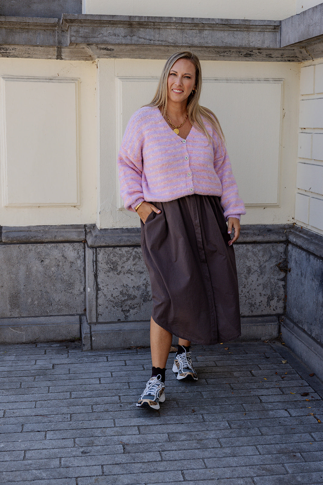 Auro - Cardigan - lila/zalm