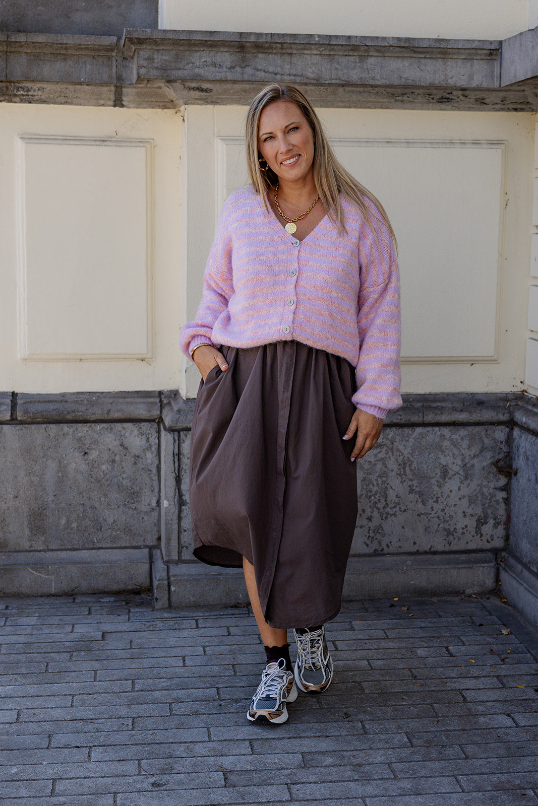 Auro - Cardigan - lila/zalm