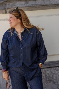 Sara - hemd krijtstreep - jeanslook PRE ORDER 3/10