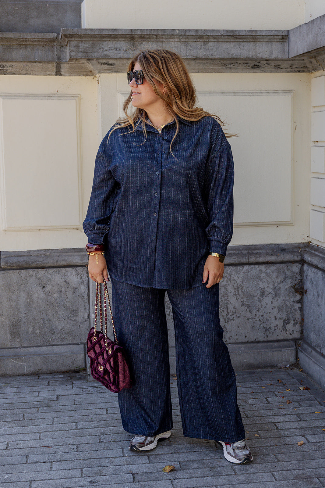 Sara - hemd krijtstreep - jeanslook PRE ORDER 3/10