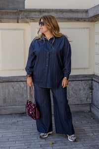 Sara - hemd krijtstreep - jeanslook PRE ORDER 3/10