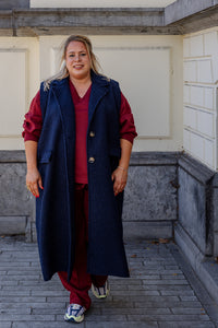 Rika - mouwloze jas - marineblauw