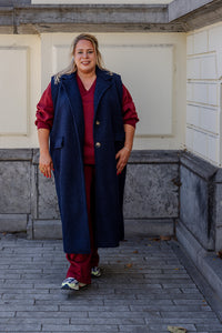 Rika - mouwloze jas - marineblauw