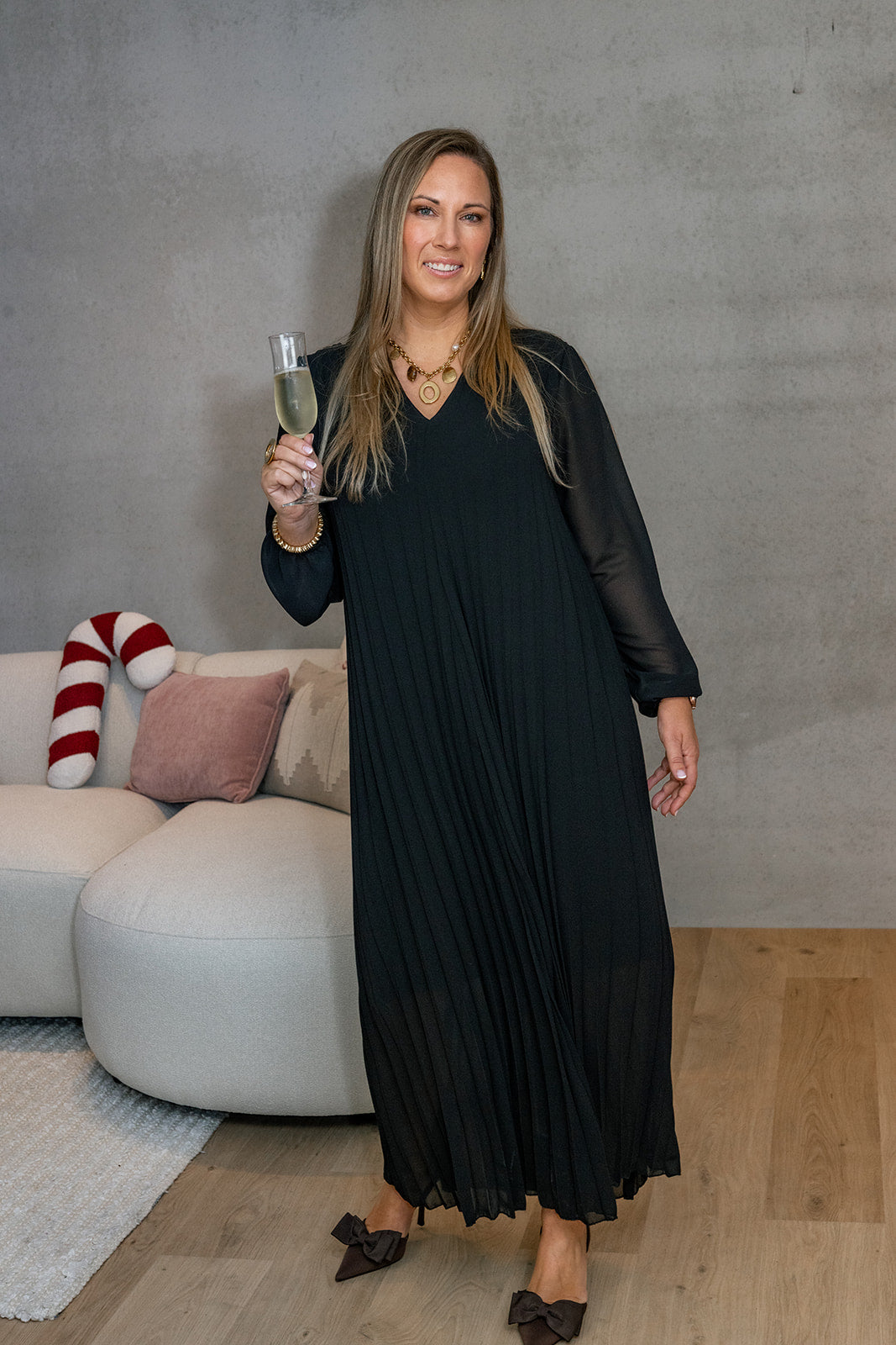 Divine - feestjurk plissé - zwart