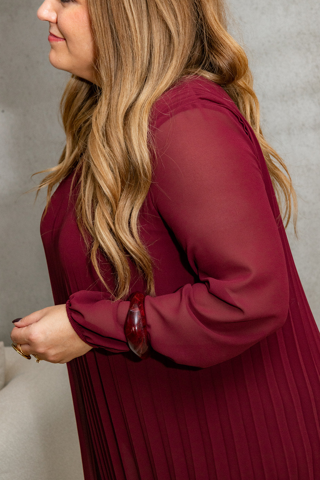 Divine - feestjurk plissé - burgundy