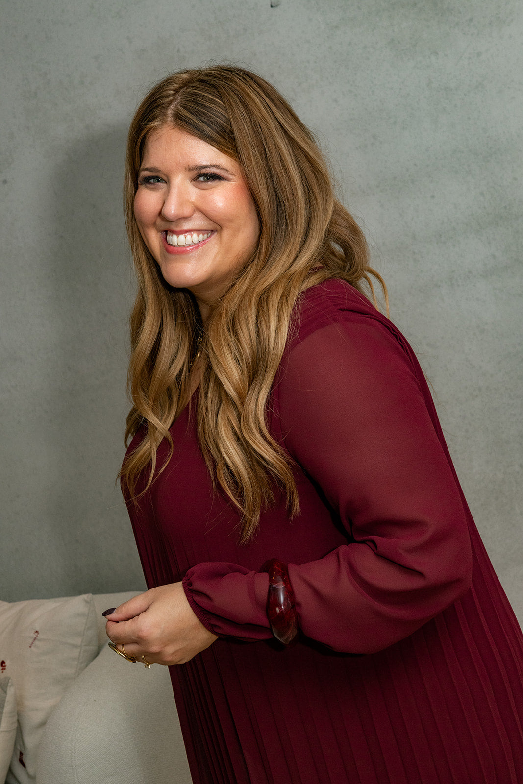 Divine - feestjurk plissé - burgundy