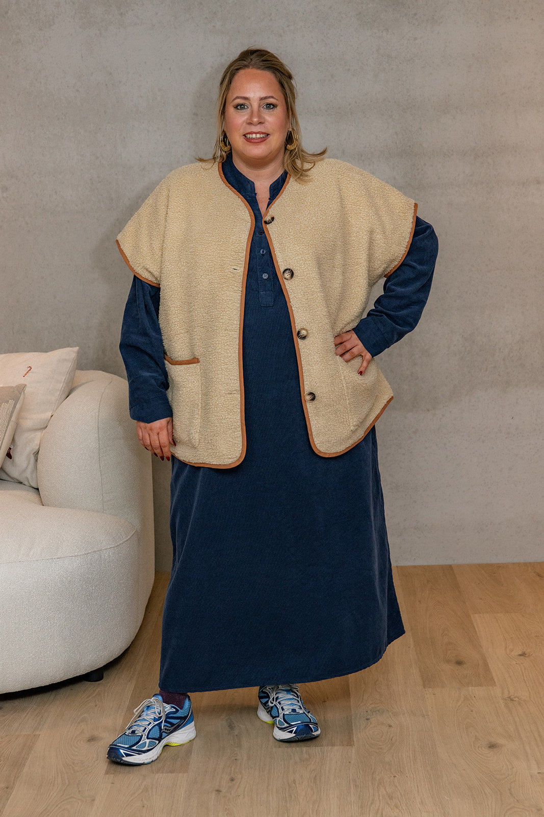 Glinz - kleedje ribfluweel - marineblauw