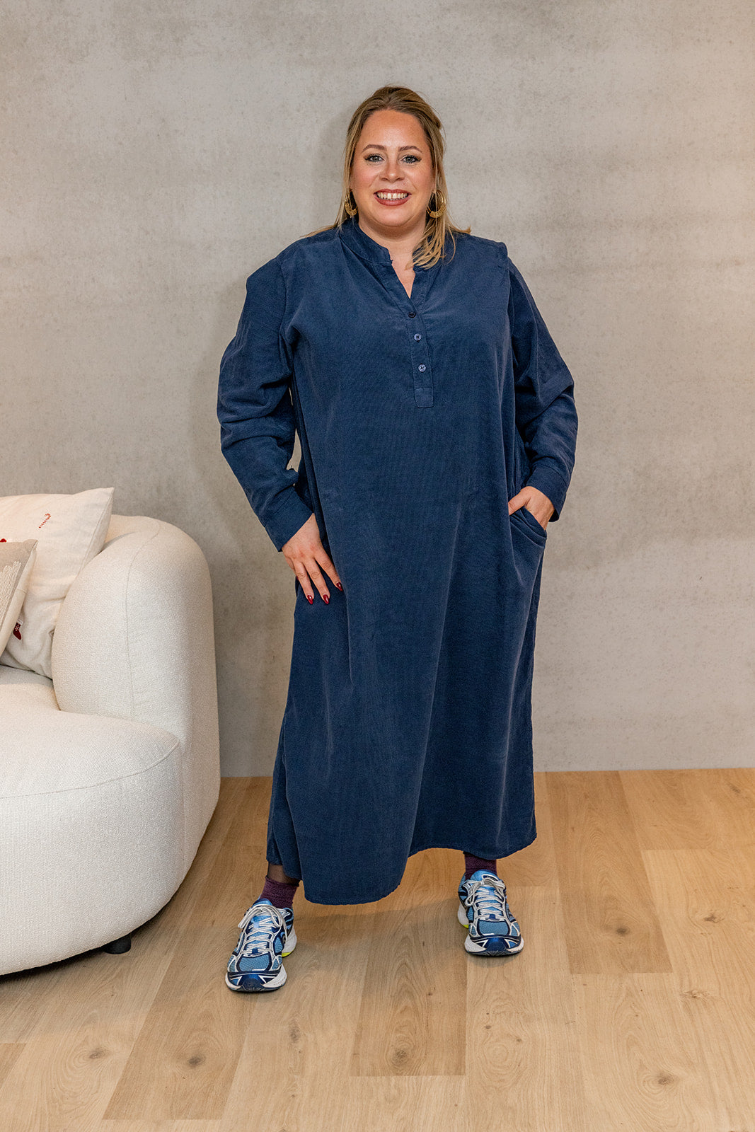 Glinz - kleedje ribfluweel - marineblauw