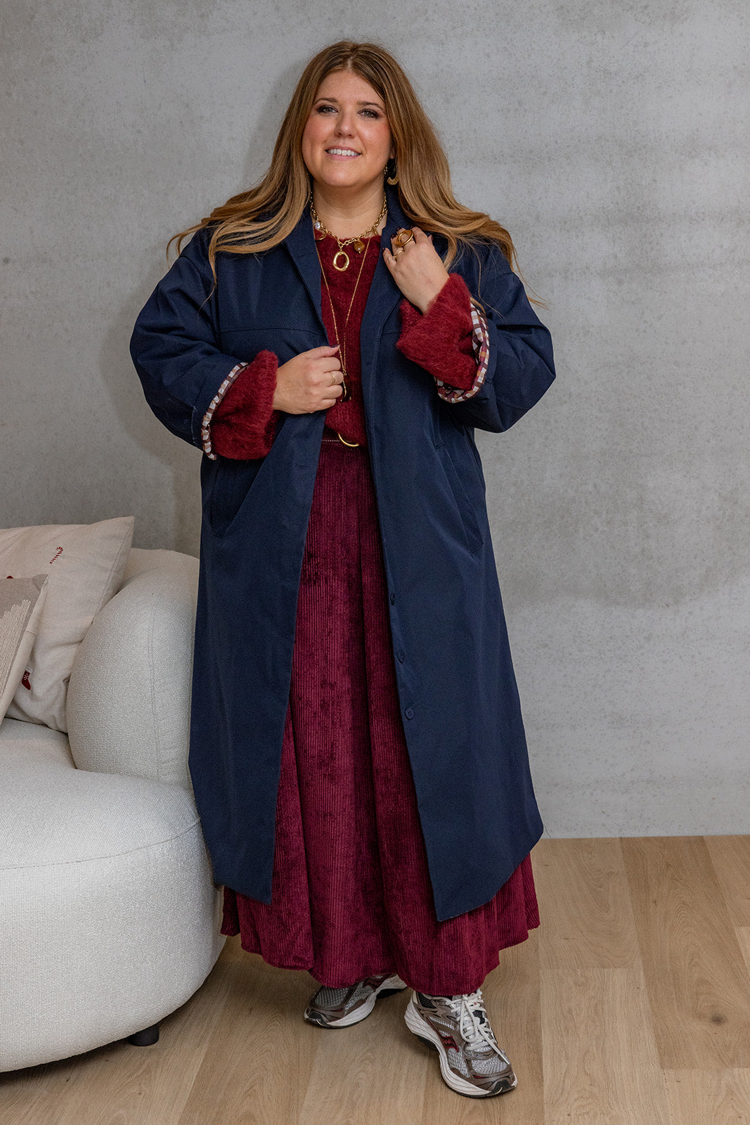 Viola - ribfluwelen rok TU CURVE 42-50 - burgundy