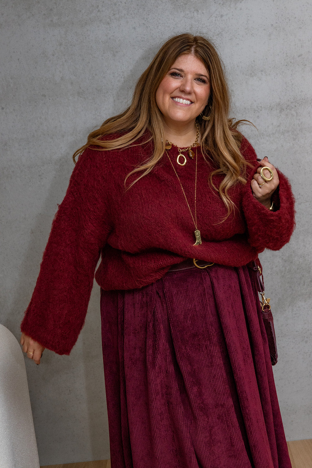 Viola - ribfluwelen rok TU CURVE 42-50 - burgundy
