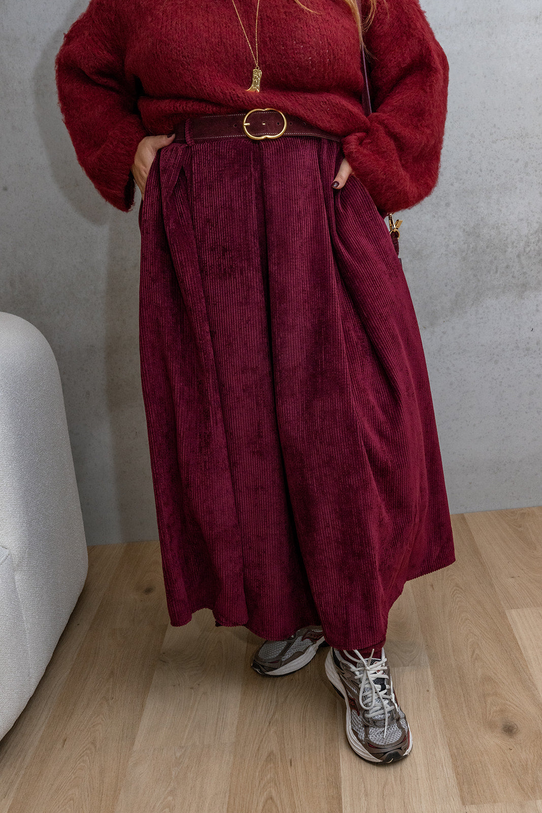 Viola - ribfluwelen rok TU CURVE 42-50 - burgundy