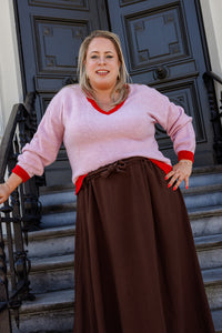 Miss - trui V-hals - roze/rood
