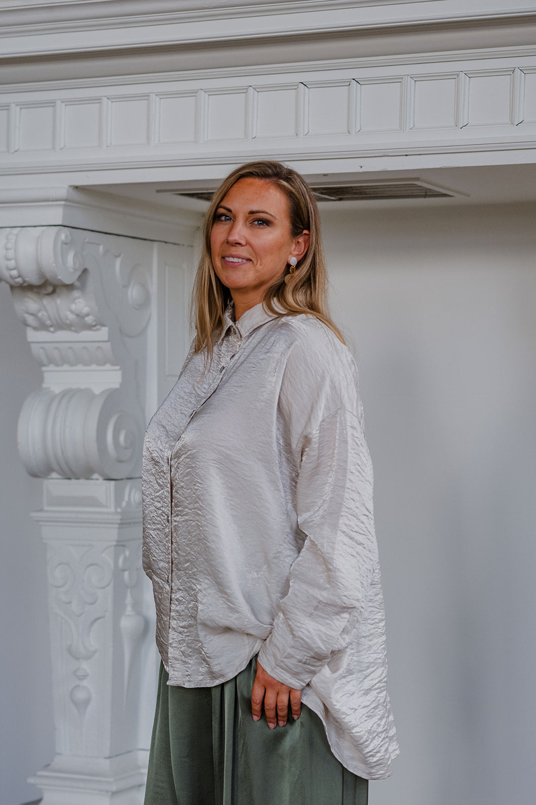 Luz - blouse - metallic ecru
