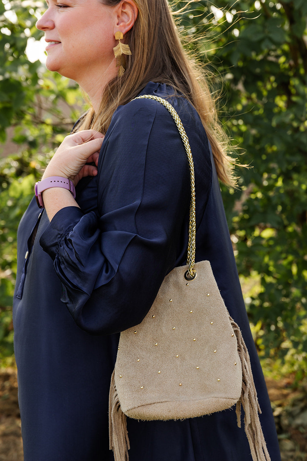 Elli - handtas - suede ecru